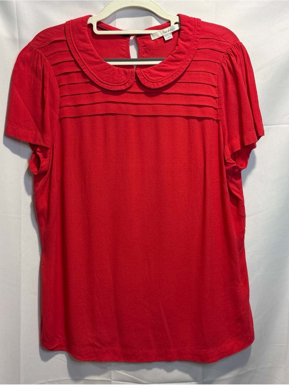 Boden Bright Red/Pink Peter Pan Collar Short Sleeve Top